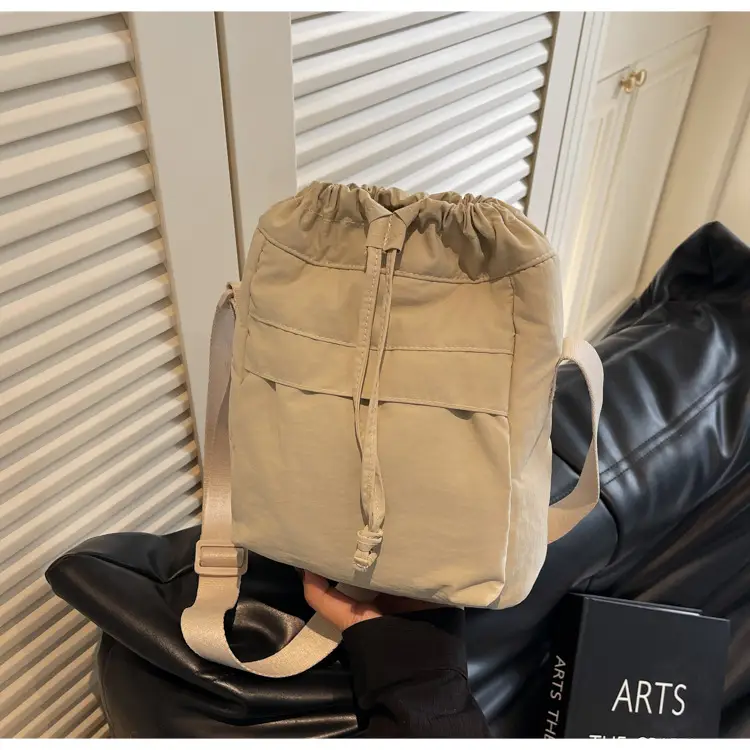 Women's Tan Nylon Bucket Bag 2025 Casual Shoulder Bag — feature 31
