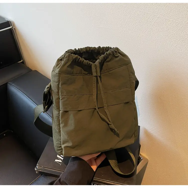 Women's Tan Nylon Bucket Bag 2025 Casual Shoulder Bag — feature 36