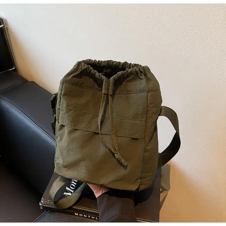 Women's Tan Nylon Bucket Bag 2025 Casual Shoulder Bag — feature 37