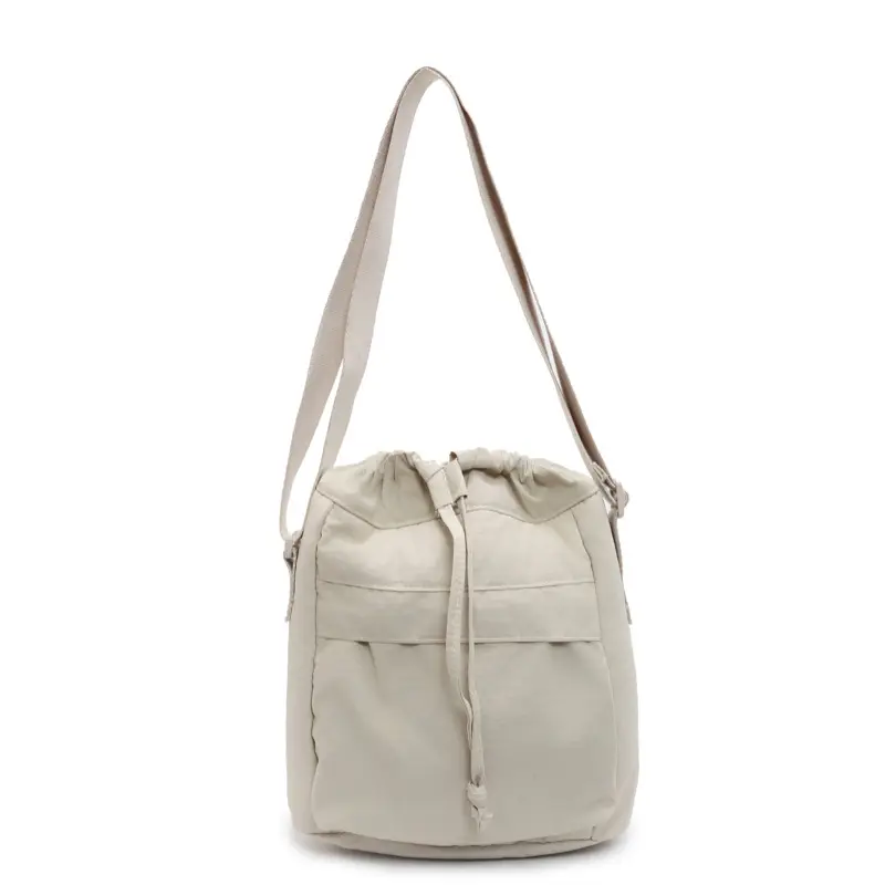 Women's Tan Nylon Bucket Bag 2025 Casual Shoulder Bag - Image 2