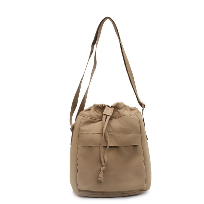 Women's Tan Nylon Bucket Bag 2025 Casual Shoulder Bag - Image 6