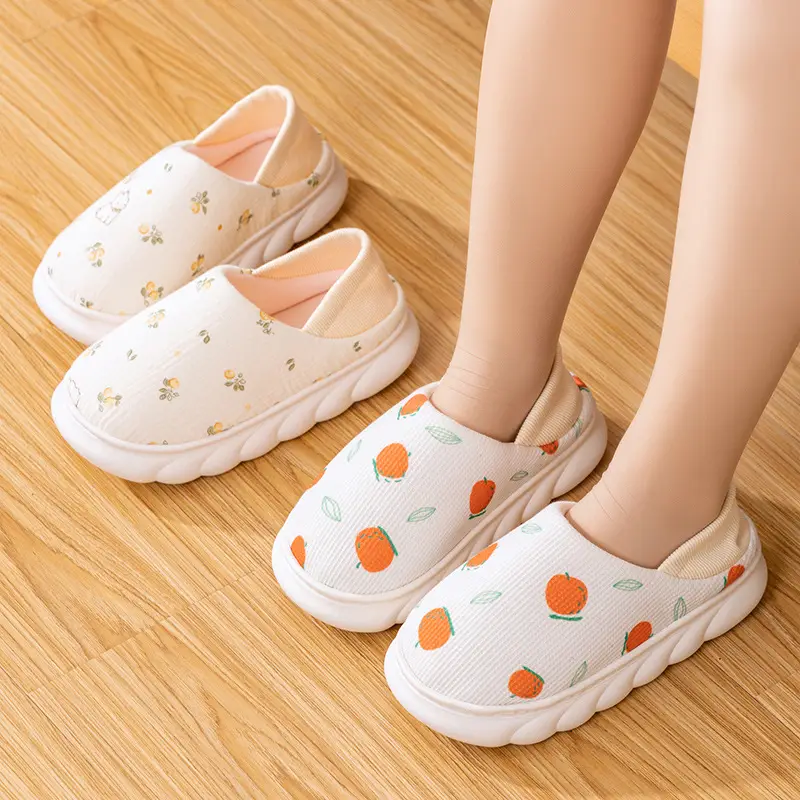 25 years of spring and summer new moon shoes Korean version of thick-soled plus size non-slip breathable pregnant women's postpartum indoor bag heel cotton slippers