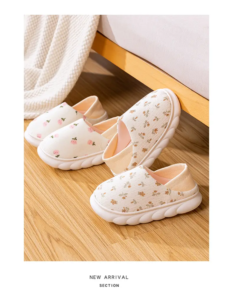25 years of spring and summer new moon shoes Korean version of thick-soled plus size non-slip breathable pregnant women's postpartum indoor bag heel cotton slippers — feature 13