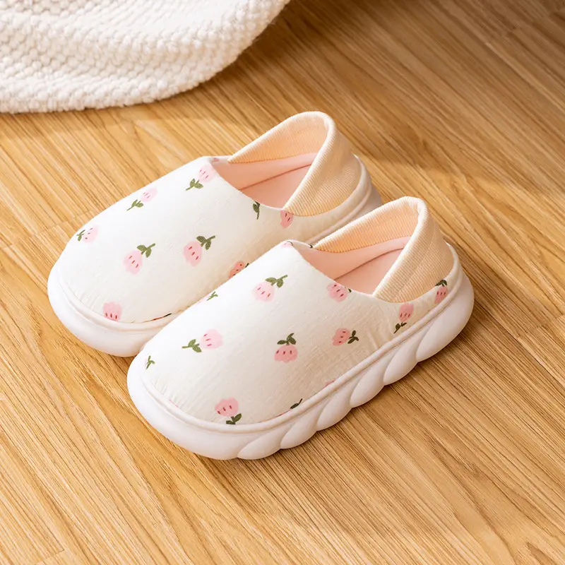 25 years of spring and summer new moon shoes Korean version of thick-soled plus size non-slip breathable pregnant women's postpartum indoor bag heel cotton slippers