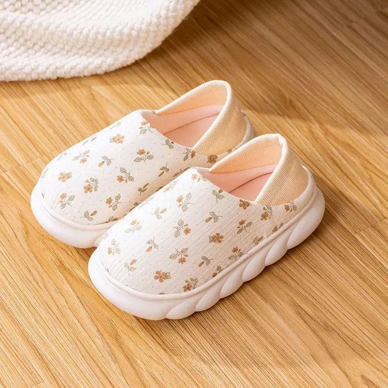 25 years of spring and summer new moon shoes Korean version of thick-soled plus size non-slip breathable pregnant women's postpartum indoor bag heel cotton slippers