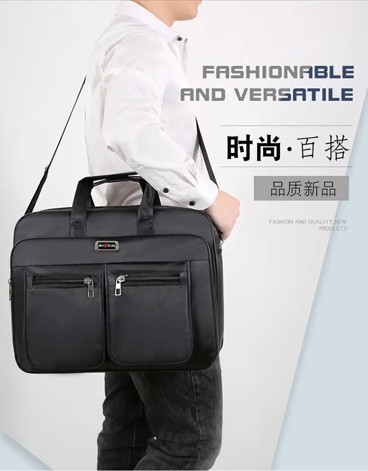 Men's Waterproof Oxford Shoulder Bag with Print Logo — feature 3