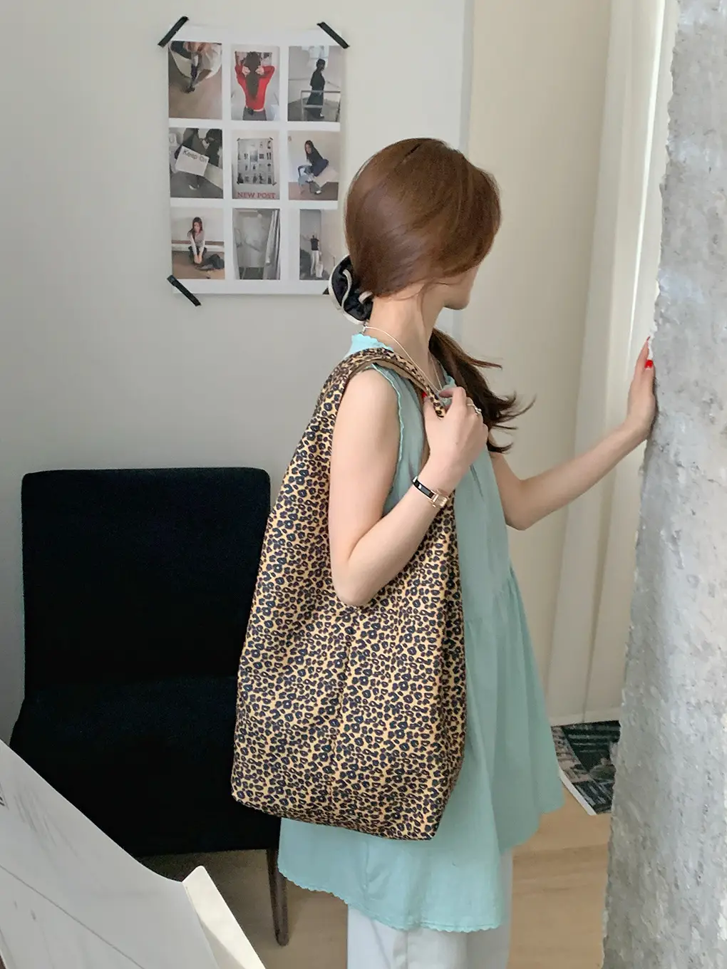 Korean Leopard Print Large Capacity Shoulder Bag - Image 3