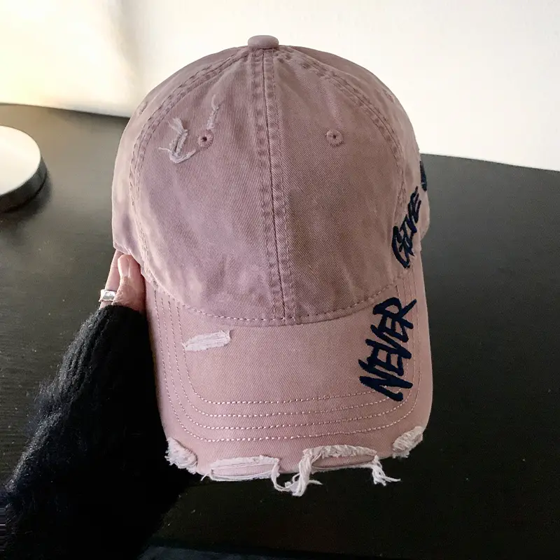 Women Letter Embroidered Wash Denim Cap - Image 2
