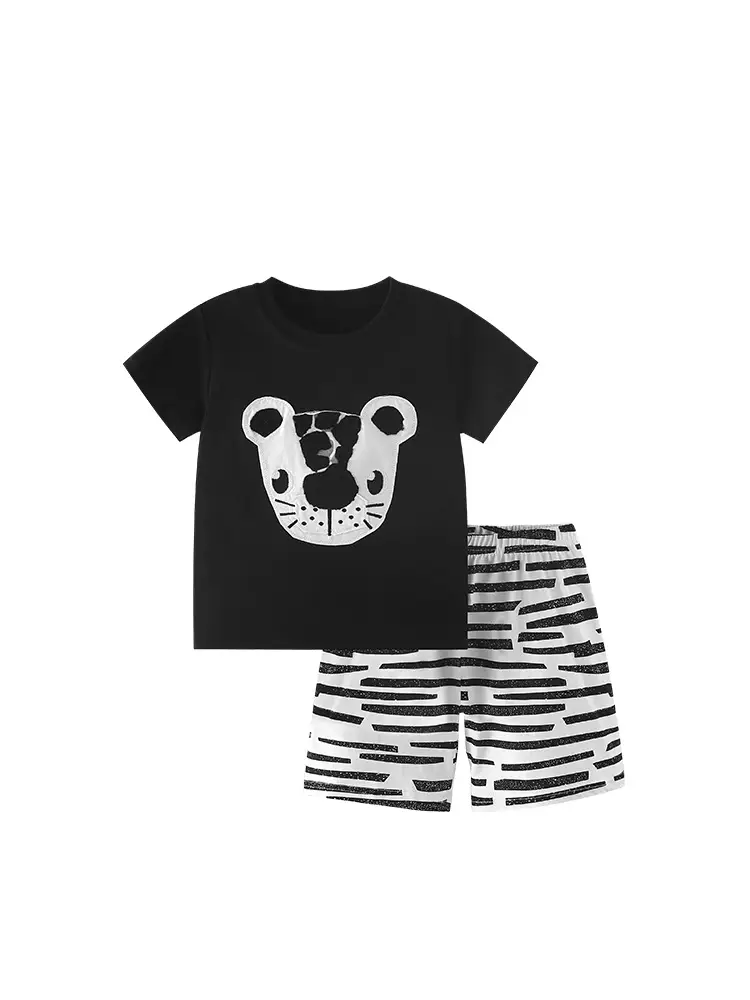 Black Short Sleeve T-Shirt for Boys Summer Wear