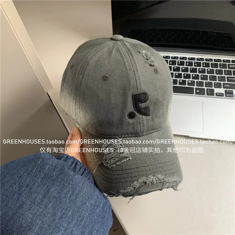 Grey Embroidered Baseball Cap for Men Women