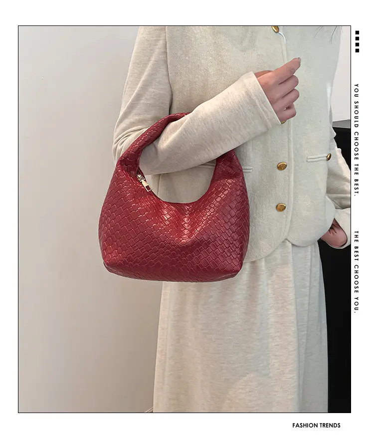 Maroon Woven Women's Shoulder Bag 2025 Casual Commuter — feature 1