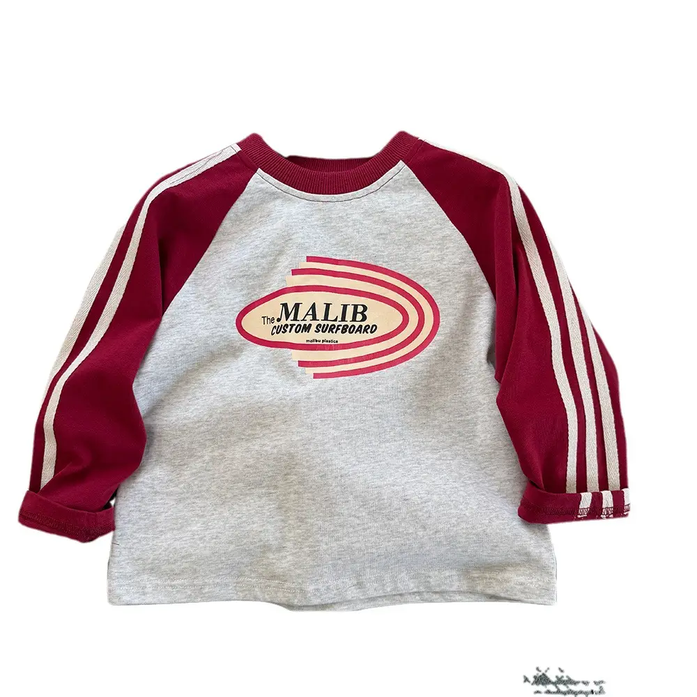 2025 Kids Striped Long Sleeve T-Shirt White Red - Image 6