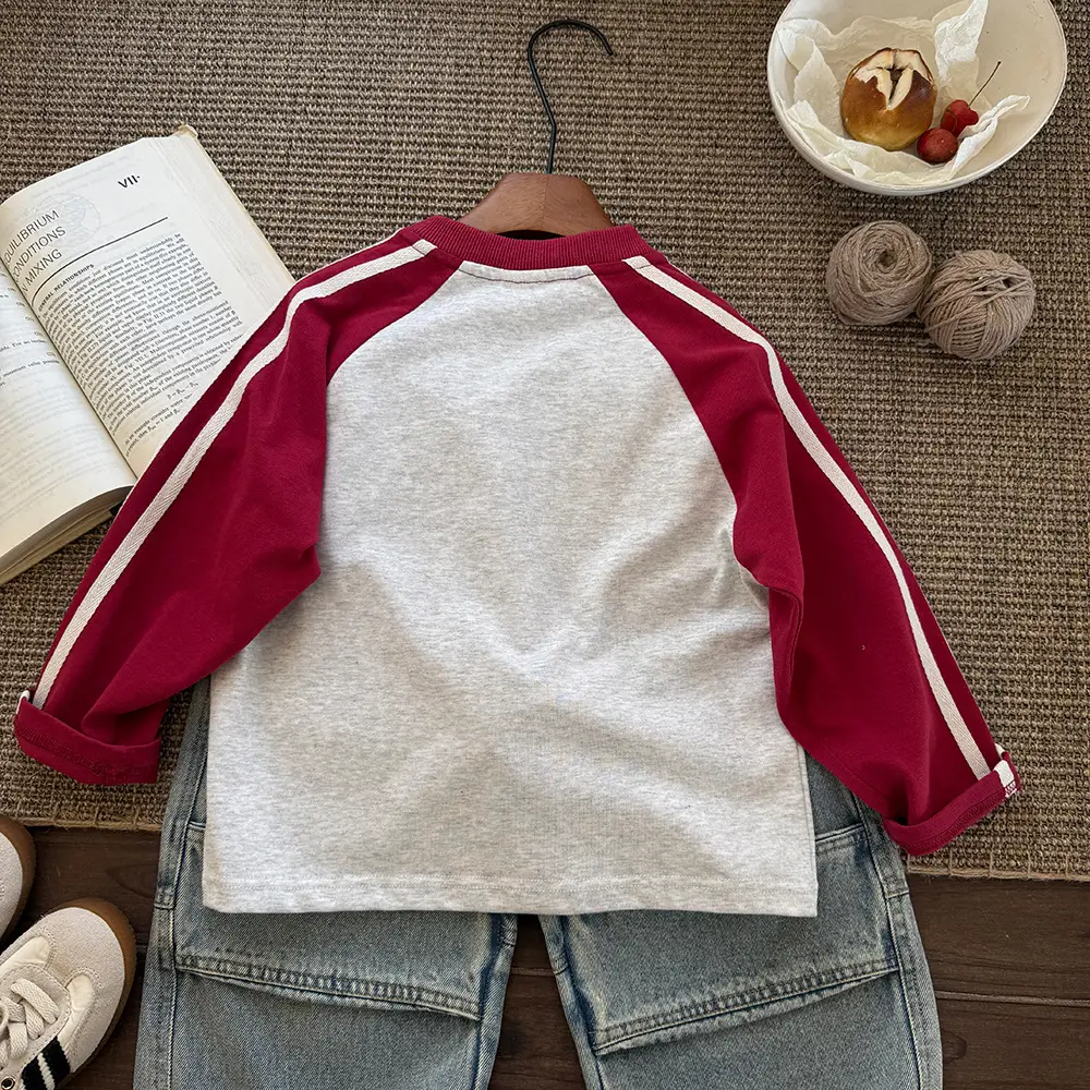 2025 Kids Striped Long Sleeve T-Shirt White Red — feature 6