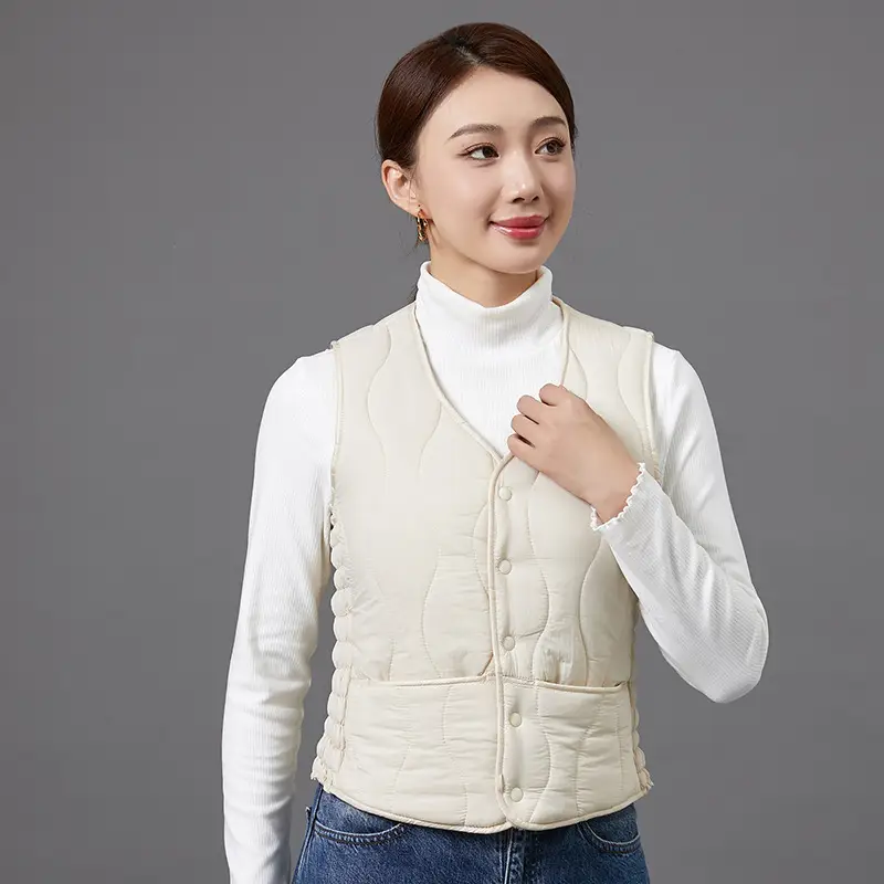 Women's Fleece-Lined Warm Vest Black Slim Fit