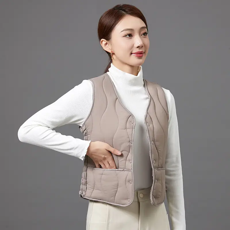 Women's Fleece-Lined Warm Vest Black Slim Fit
