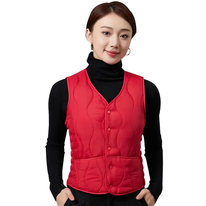 Women's Fleece-Lined Warm Vest Black Slim Fit