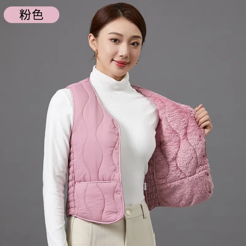 Women's Fleece-Lined Warm Vest Black Slim Fit