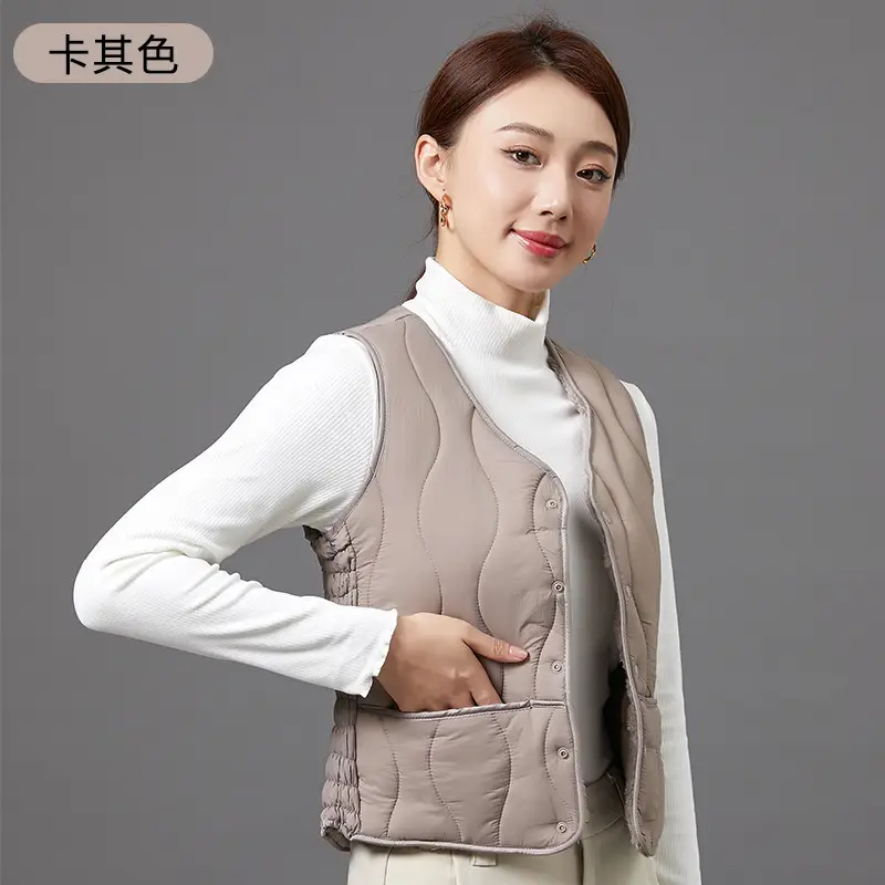 Women's Fleece-Lined Warm Vest Black Slim Fit