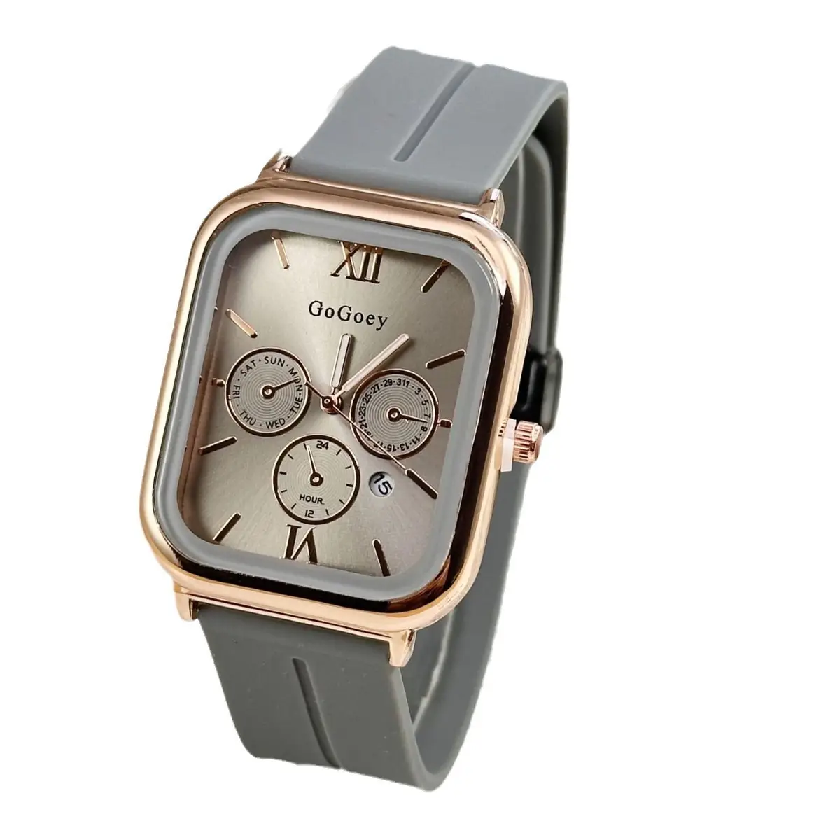 Retro Women's Calendar Watch Black Silicone Analog Display