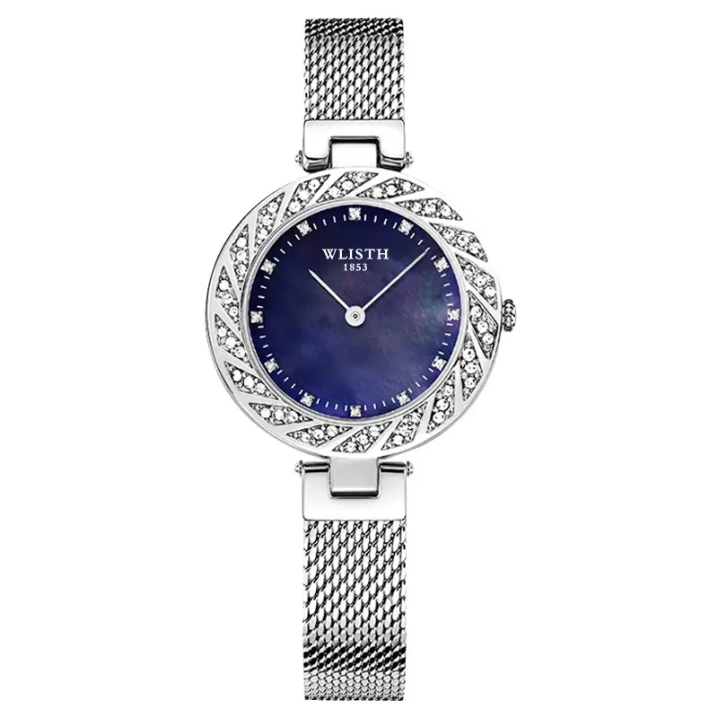 Ladies Mesh Quartz Watch Rose Gold Diamond Band