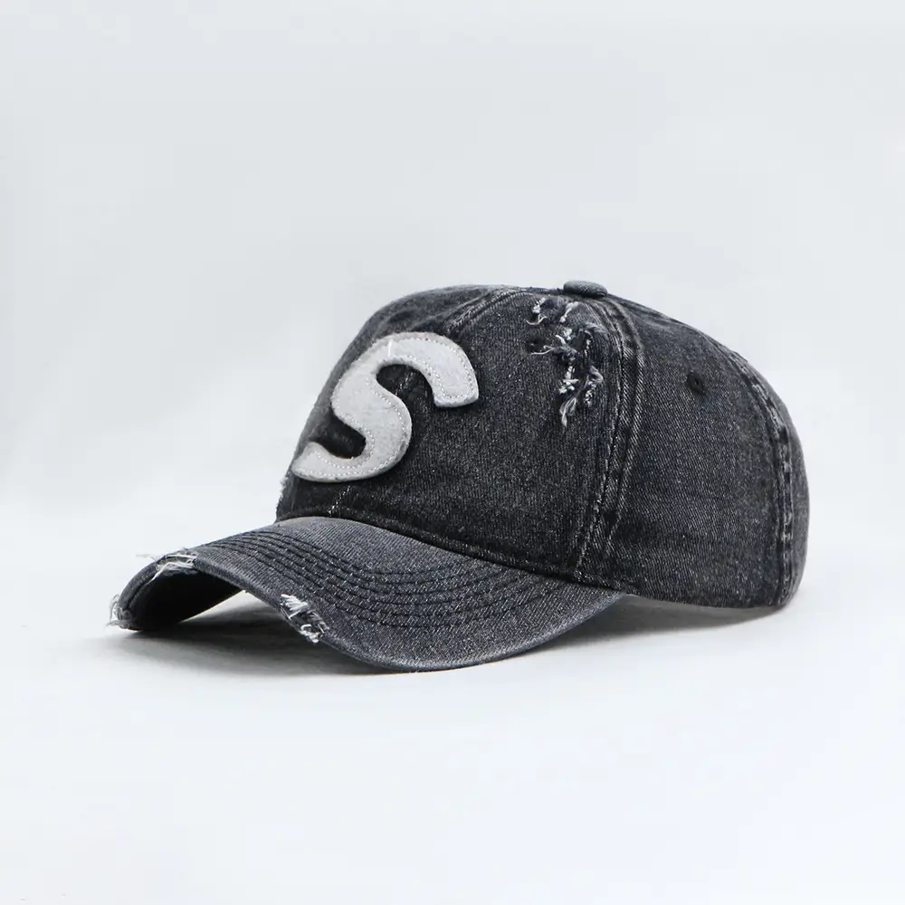 Women Denim Baseball Cap with Big S Logo — feature 11