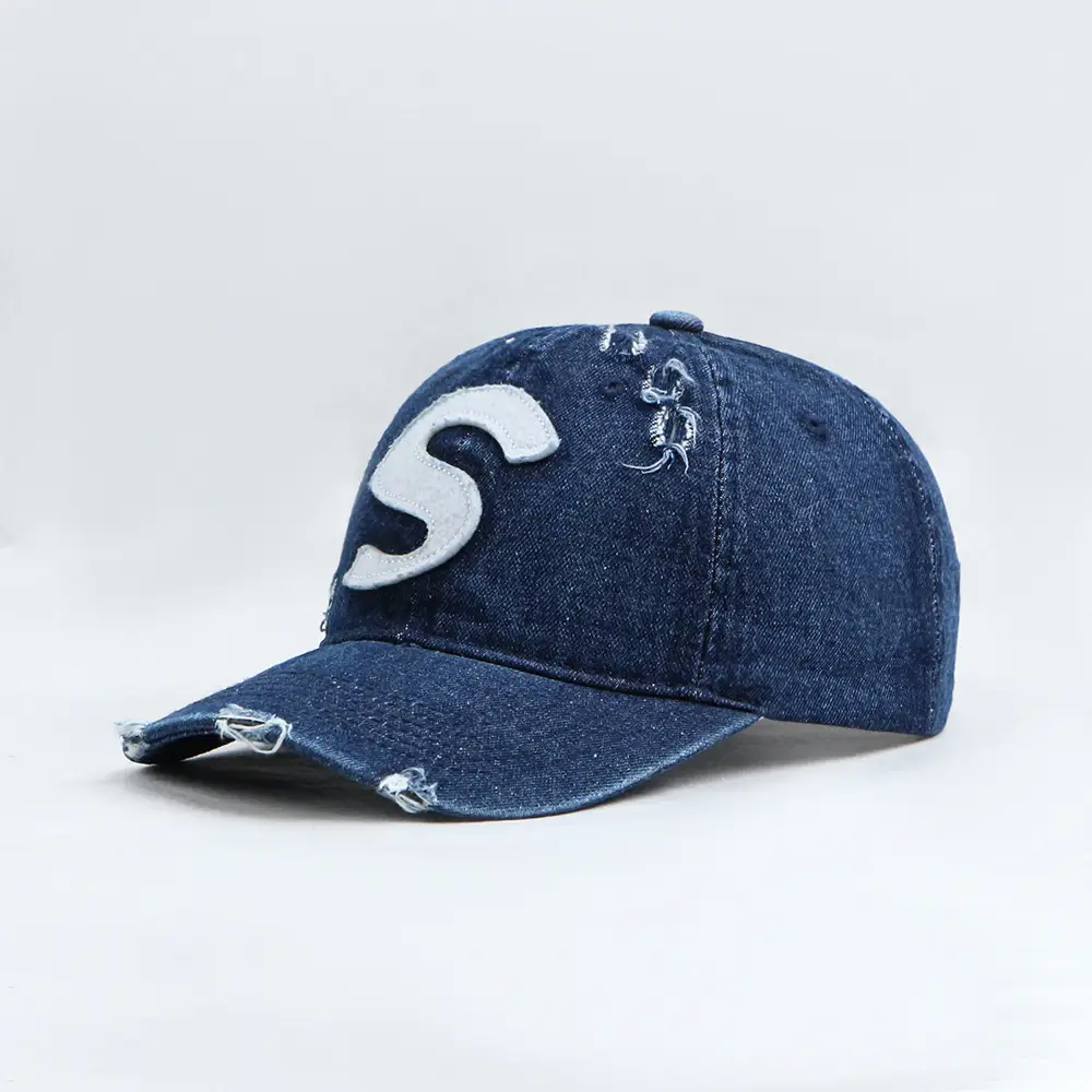 Women Denim Baseball Cap with Big S Logo — feature 12