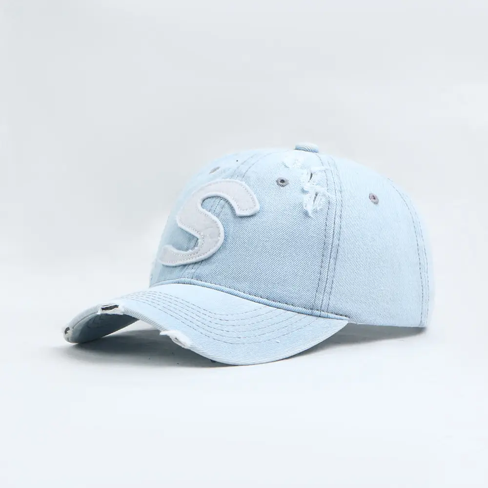 Women Denim Baseball Cap with Big S Logo — feature 13