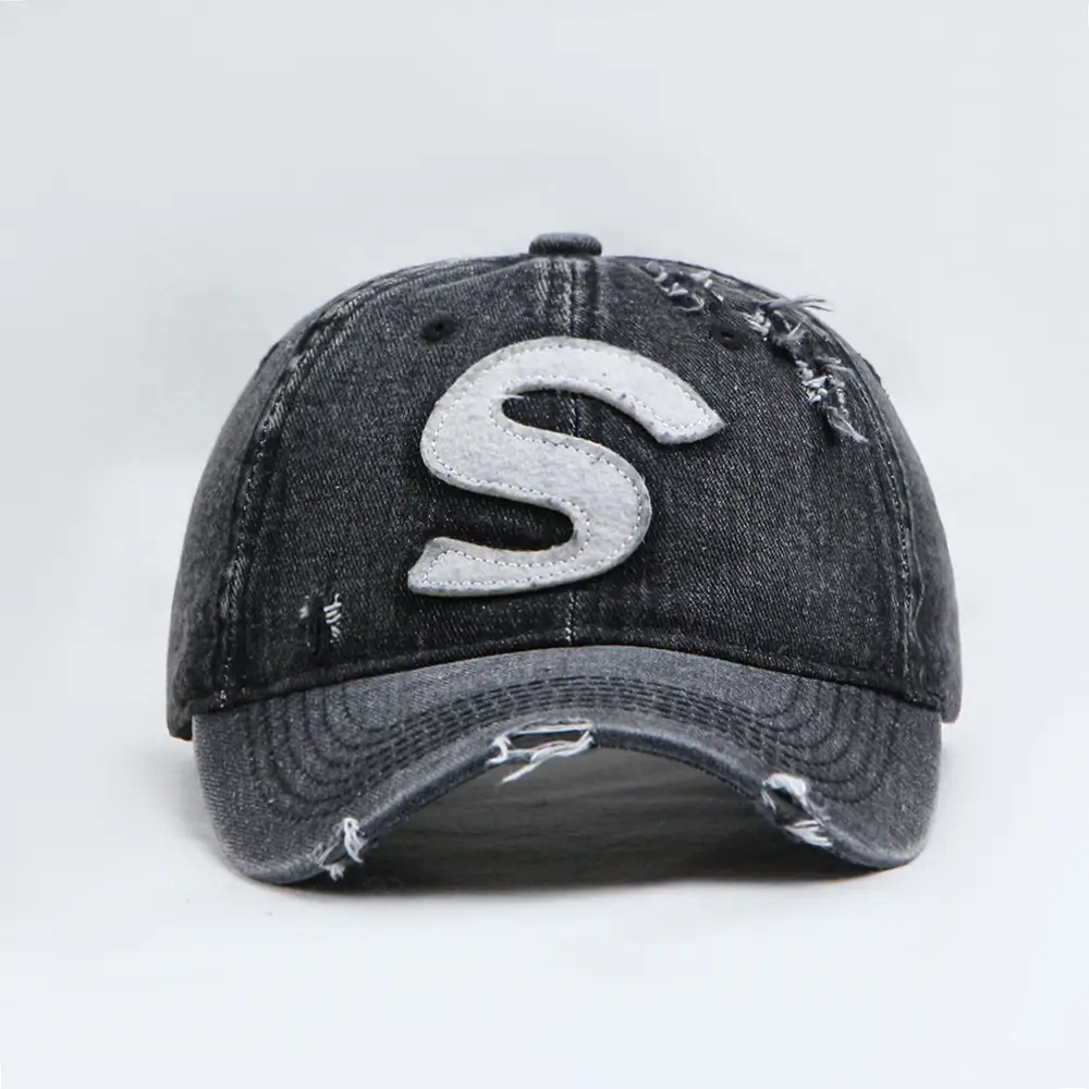 Women Denim Baseball Cap with Big S Logo — feature 4