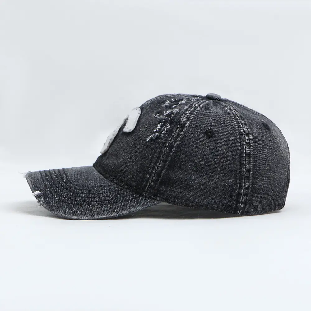 Women Denim Baseball Cap with Big S Logo — feature 5