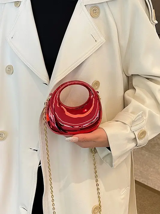 Bright Red Acrylic Crossbody Bag for Women