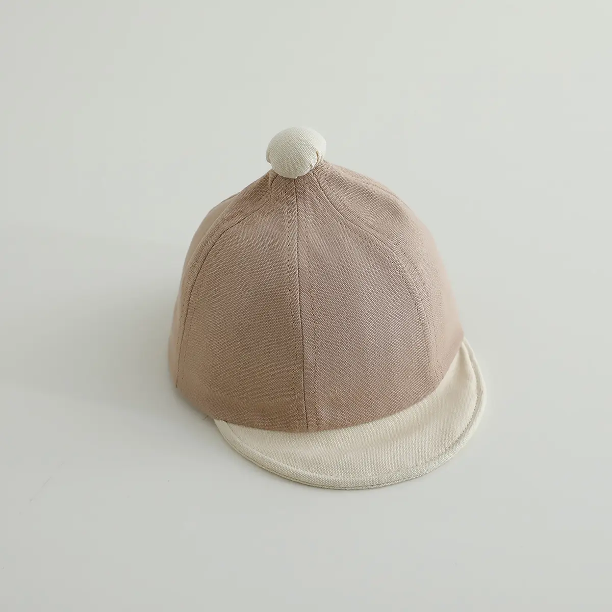Beige Baby Cap with Black Brim for Boys Sunscreen — feature 6