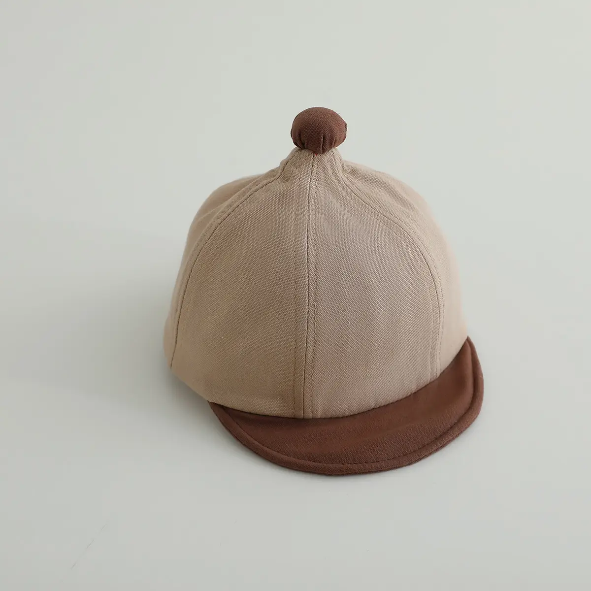 Beige Baby Cap with Black Brim for Boys Sunscreen — feature 9