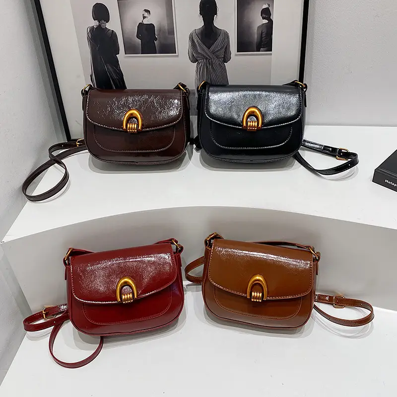 Women's Saddle Crossbody Bag Brown Black Red