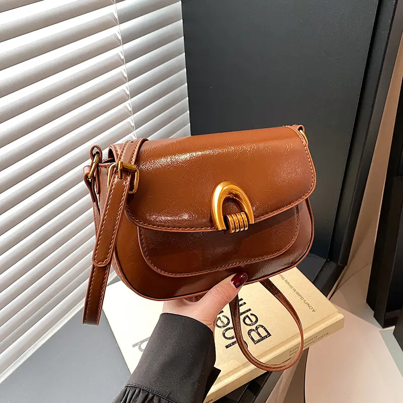 Women's Saddle Crossbody Bag Brown Black Red