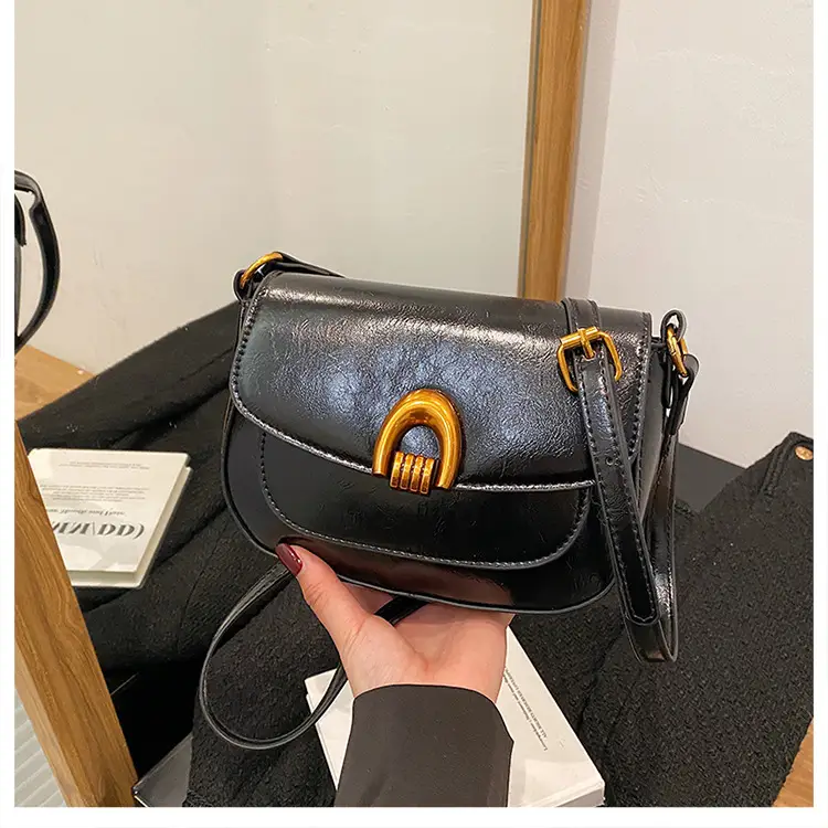 Women's Saddle Crossbody Bag Brown Black Red — feature 22