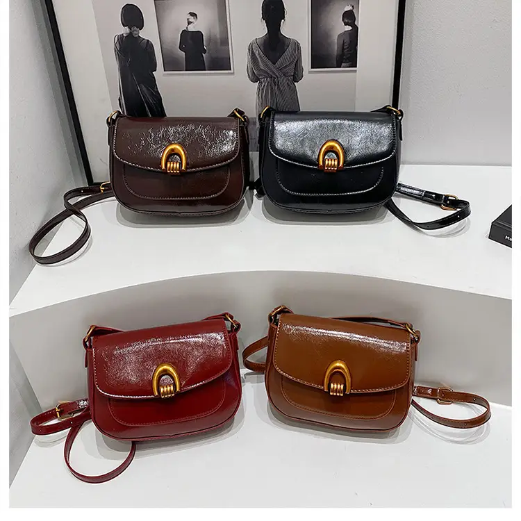 Women's Saddle Crossbody Bag Brown Black Red — feature 25