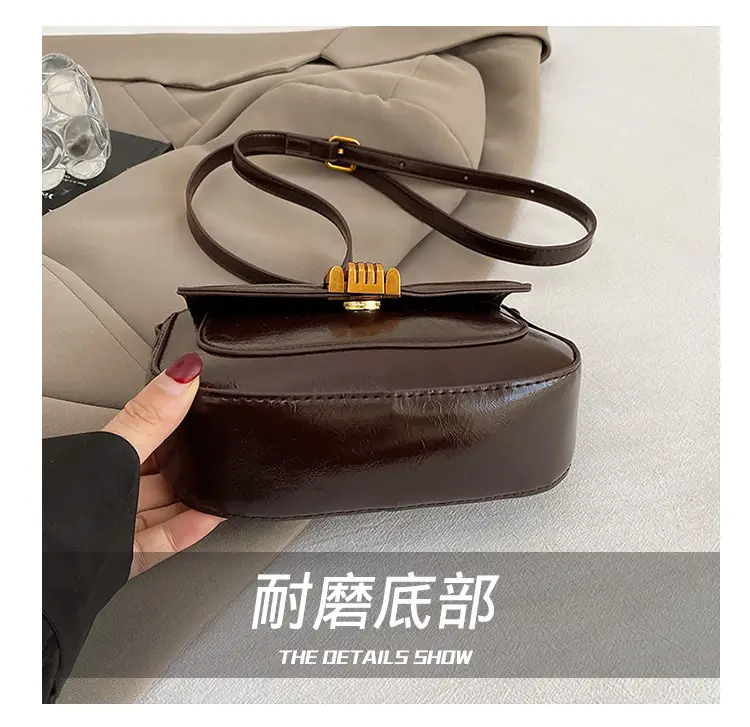 Women's Saddle Crossbody Bag Brown Black Red — feature 5