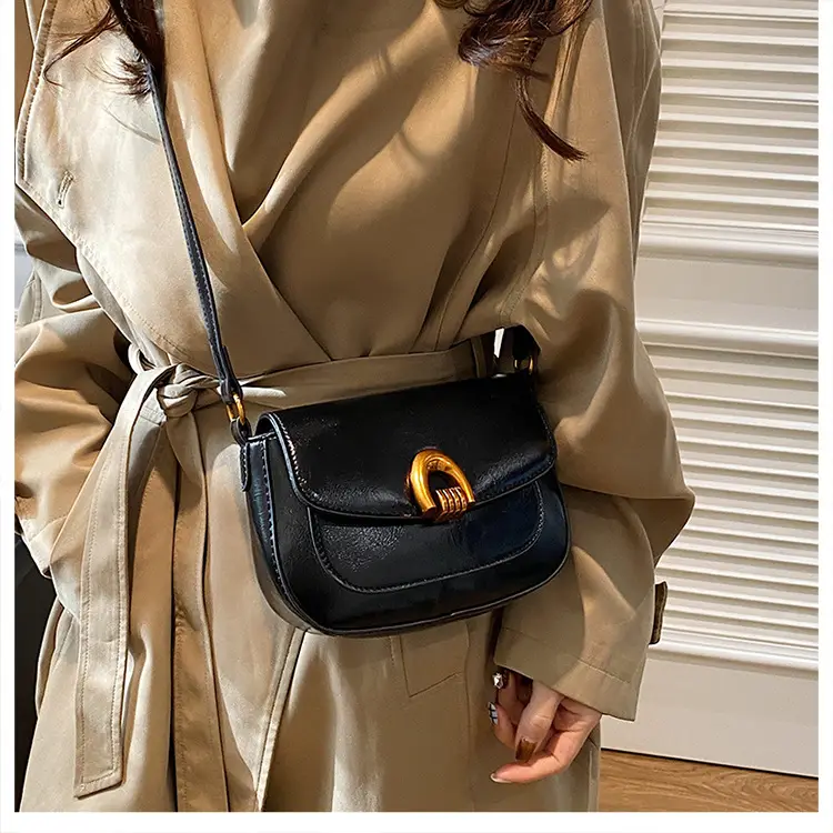 Women's Saddle Crossbody Bag Brown Black Red — feature 9