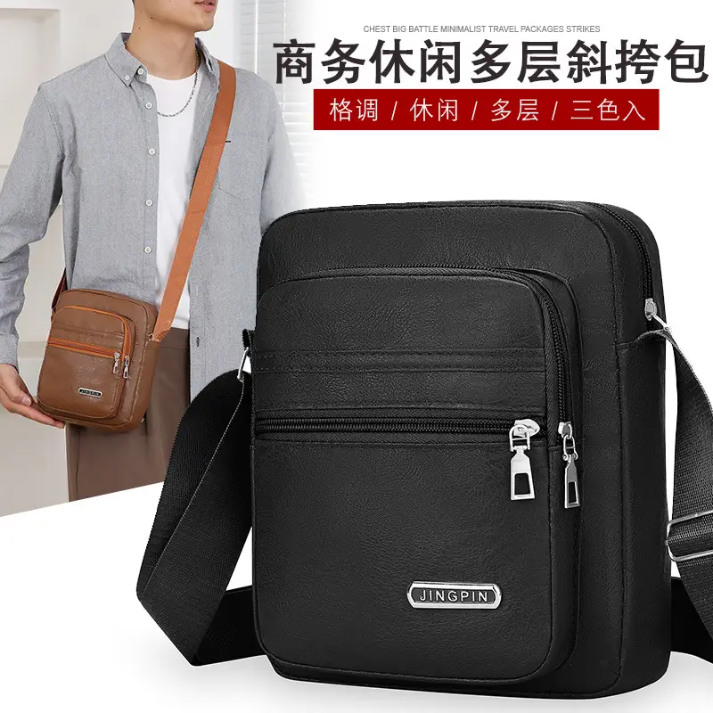 Korean Style PU Leather Crossbody Bag Brown Large Capacity - Image 6