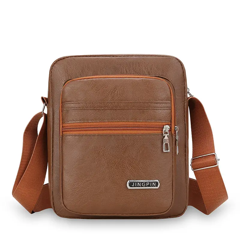 Korean Style PU Leather Crossbody Bag Brown Large Capacity - Image 8