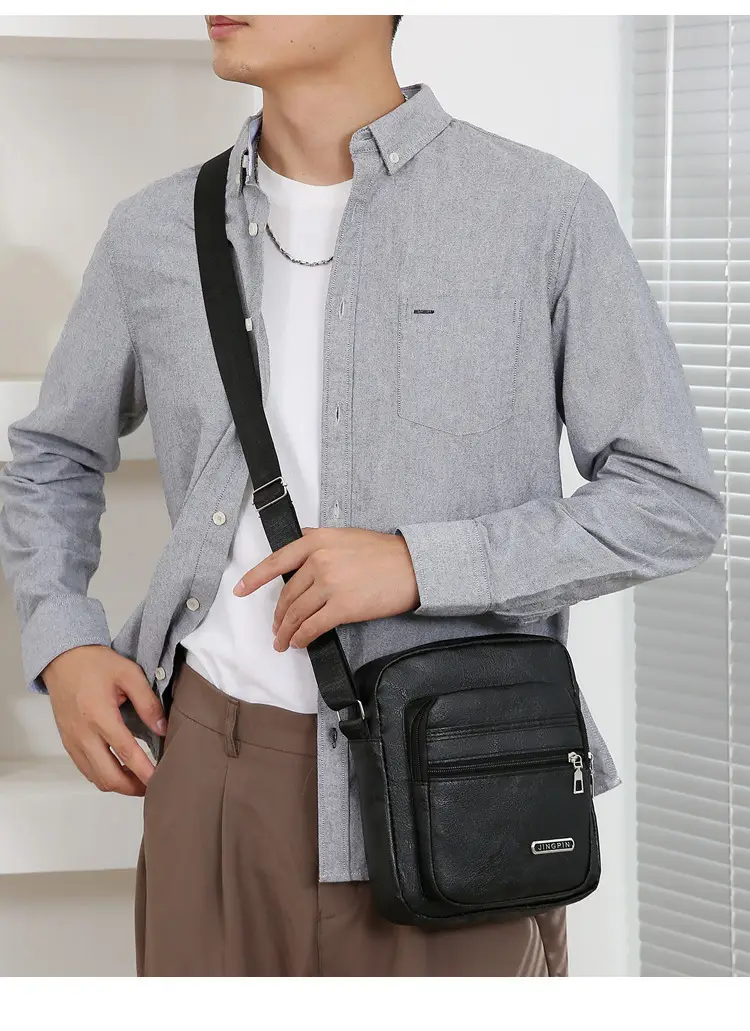 Korean Style PU Leather Crossbody Bag Brown Large Capacity — feature 13