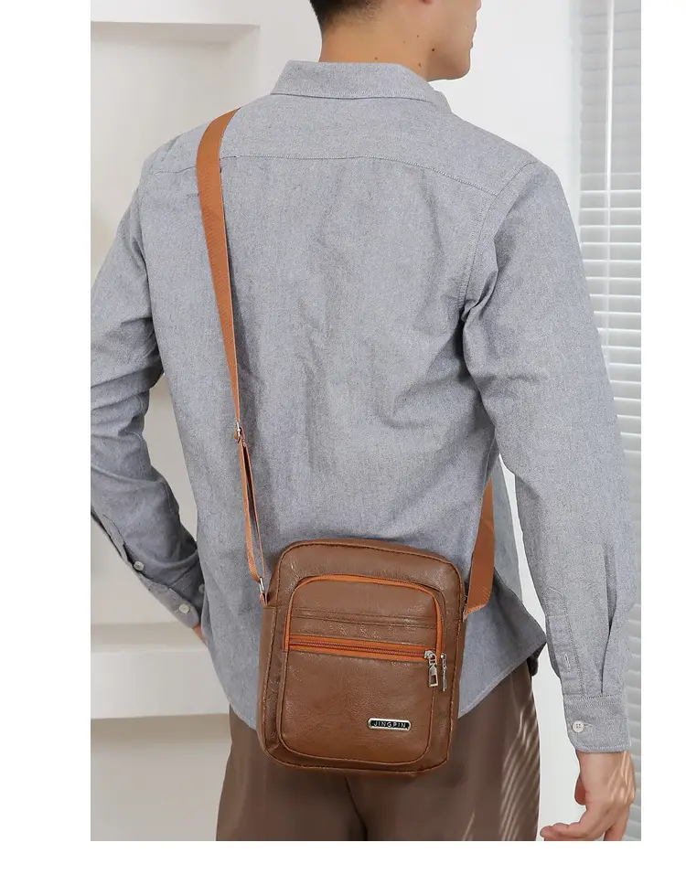 Korean Style PU Leather Crossbody Bag Brown Large Capacity — feature 18