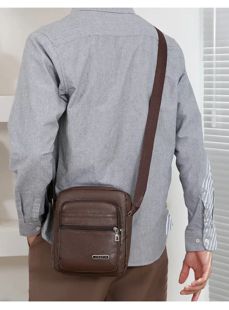 Korean Style PU Leather Crossbody Bag Brown Large Capacity — feature 22