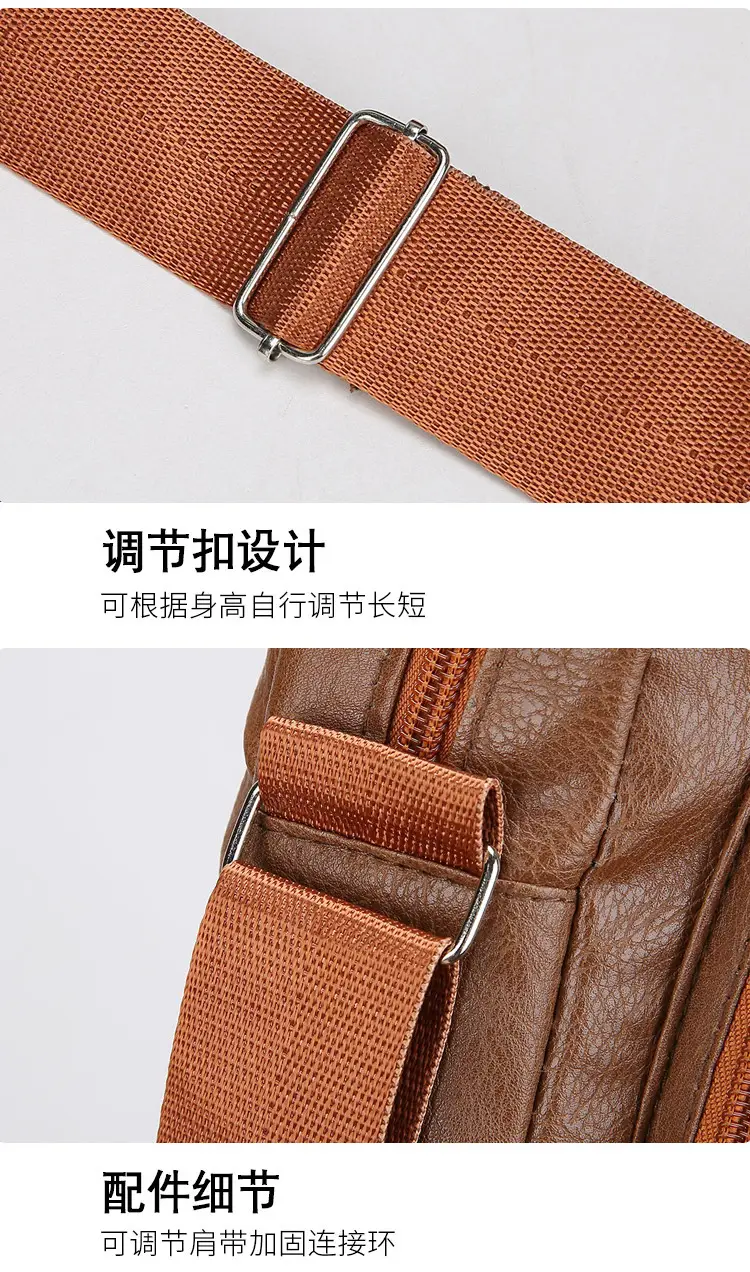 Korean Style PU Leather Crossbody Bag Brown Large Capacity — feature 32