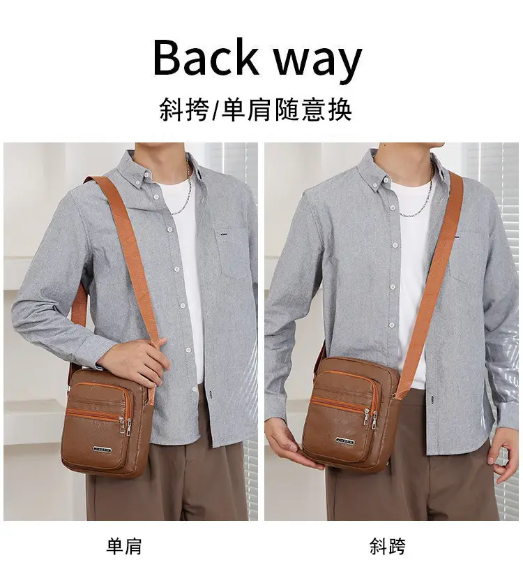Korean Style PU Leather Crossbody Bag Brown Large Capacity — feature 4