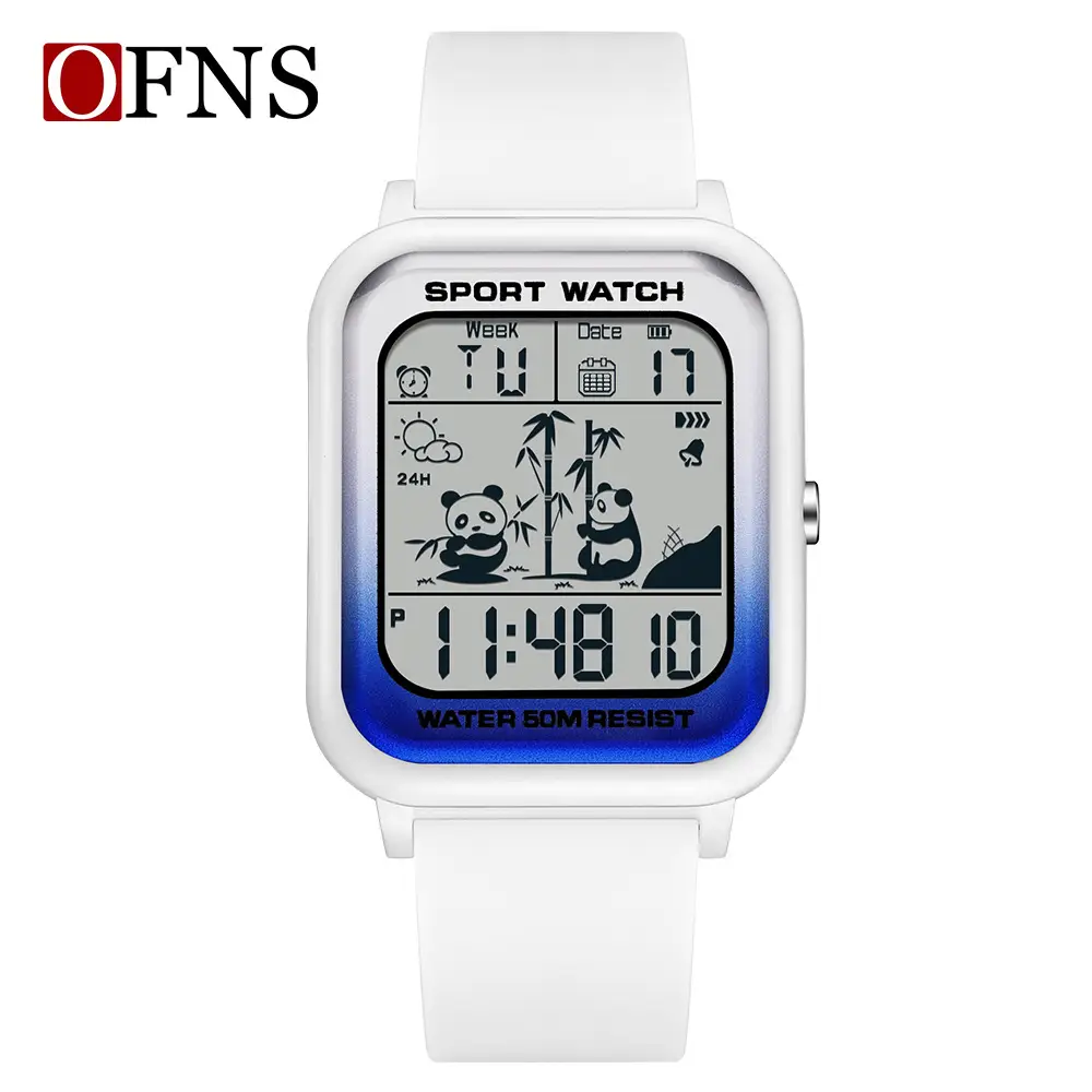OFNS Digital Sport Watch with Panda Design, Waterproof, Black Strap, Men Women - Image 4
