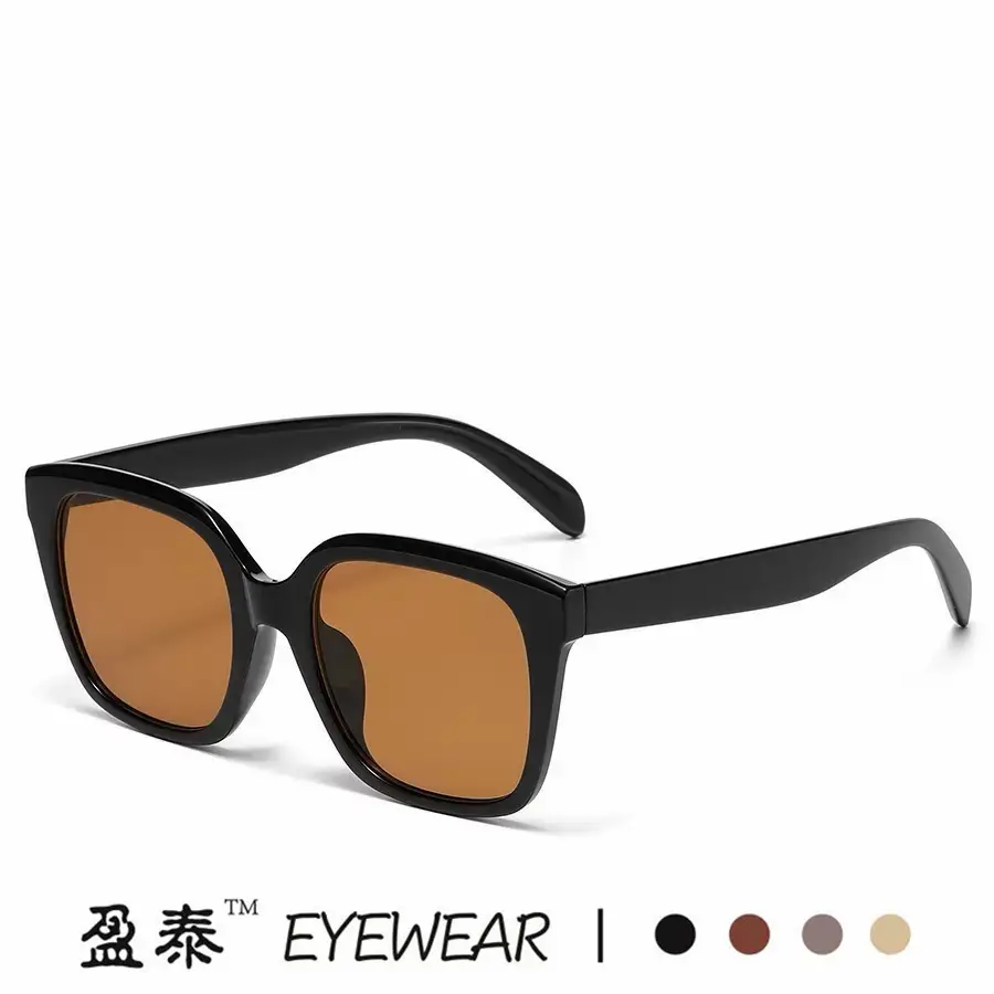 Women Retro Square Sunglasses Anti-UV Slim Black - Image 7