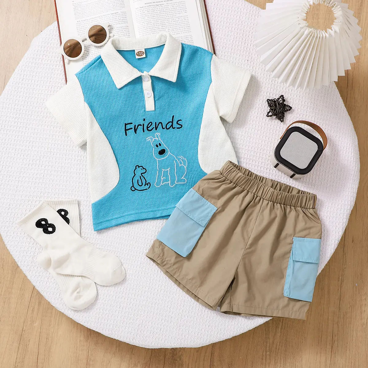 Boys Friends Blue Short Sleeve T-Shirt & Shorts Set