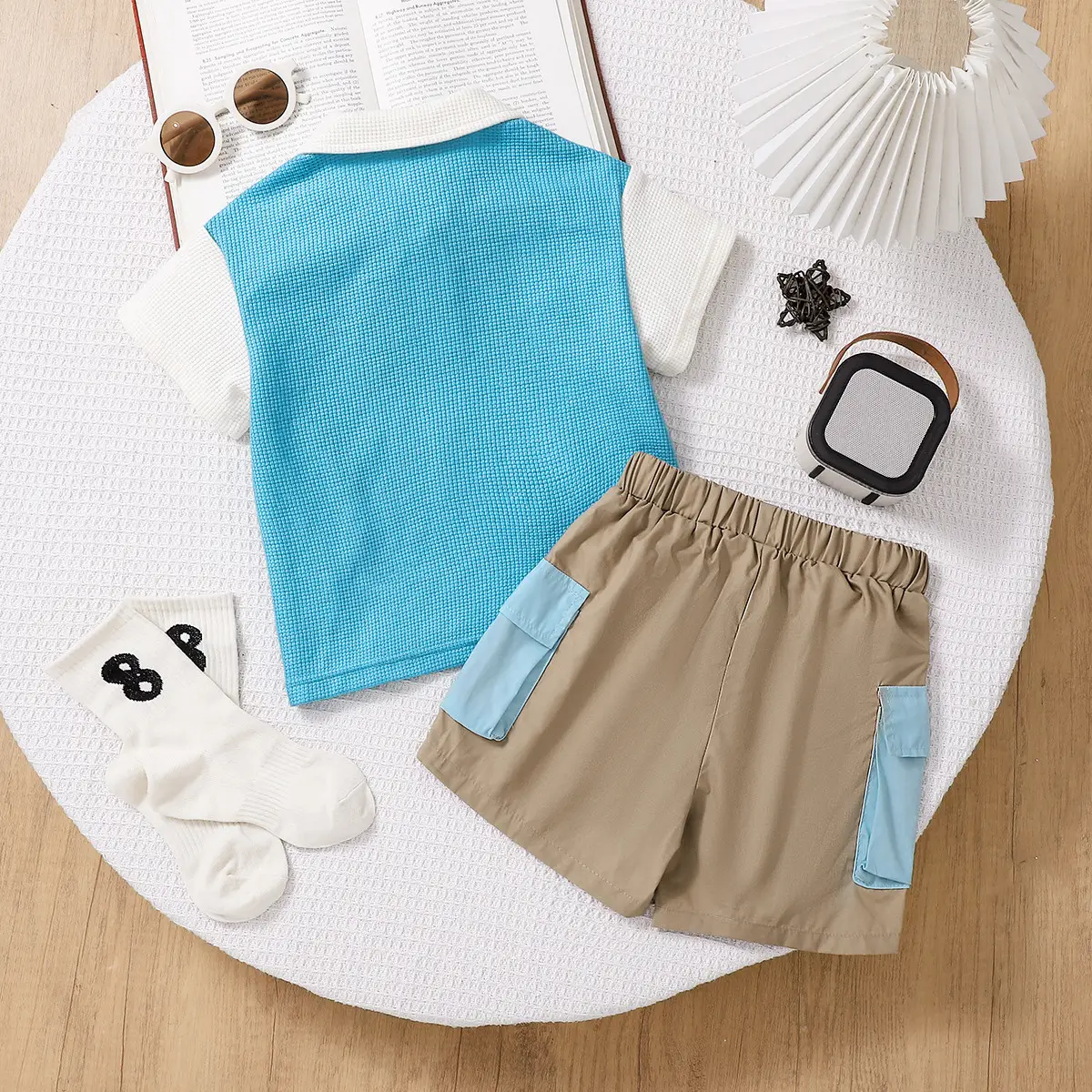 Boys Friends Blue Short Sleeve T-Shirt & Shorts Set - Image 2