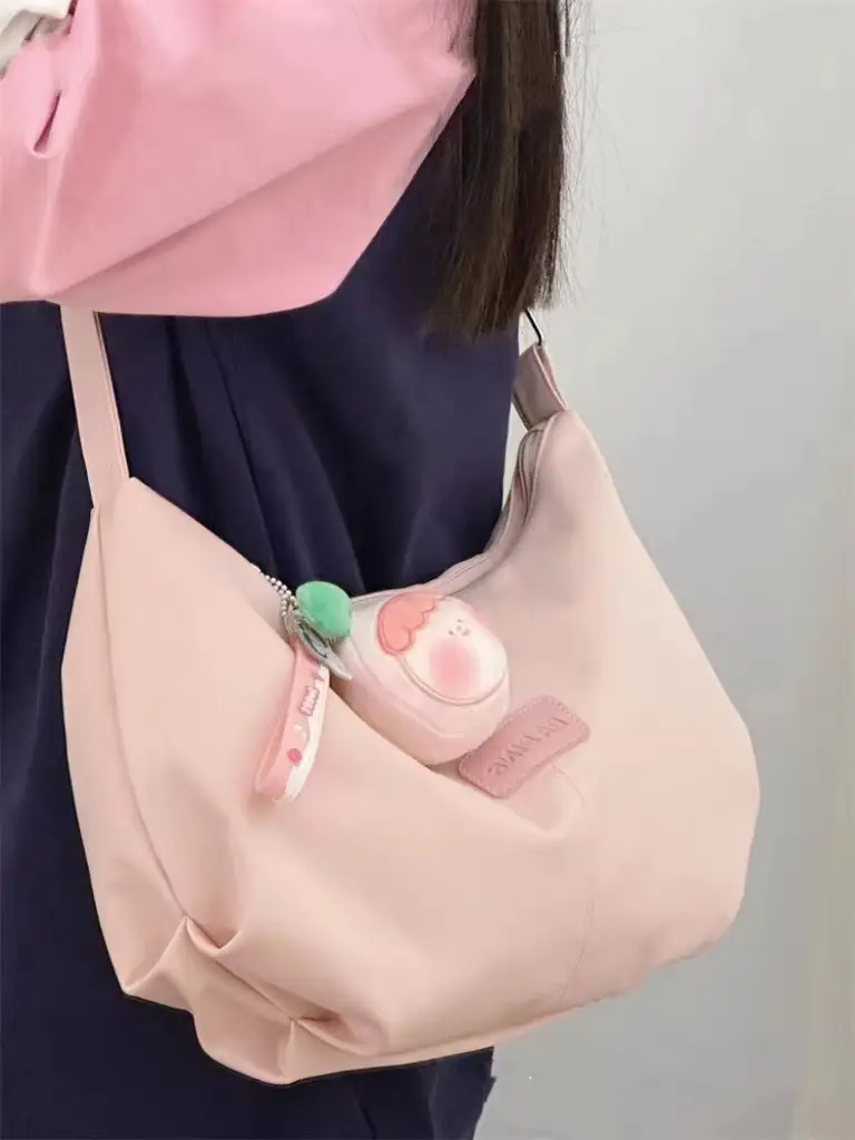 Women's Light Blue Faux Leather Shoulder Bag with Cute Charm — feature 13